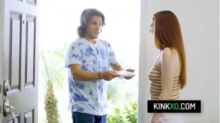 Lucky stud fucks his redhead teen girlfriend Aria Carson and her stepmom Penny Barber