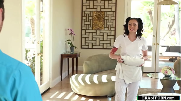 Busty brunette giving ex a nuru massage