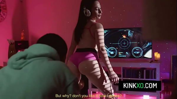 Cute gamer girl Kenia Queen is twerking and getting fucked doggie while playing video game